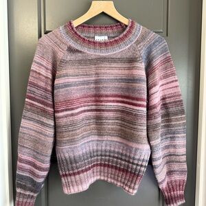 Elegant Striped Women's Sweater in Pink and Gray